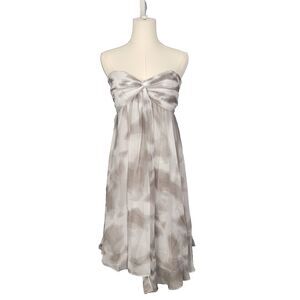 Halston Heritage Dress Size 12 New Strapless Dress In Mist White Flowy Princess